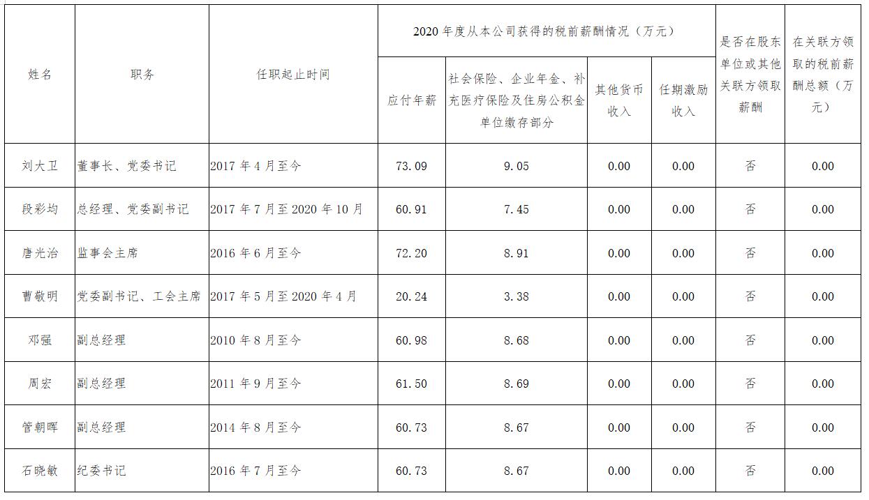 2020年度薪酬信息